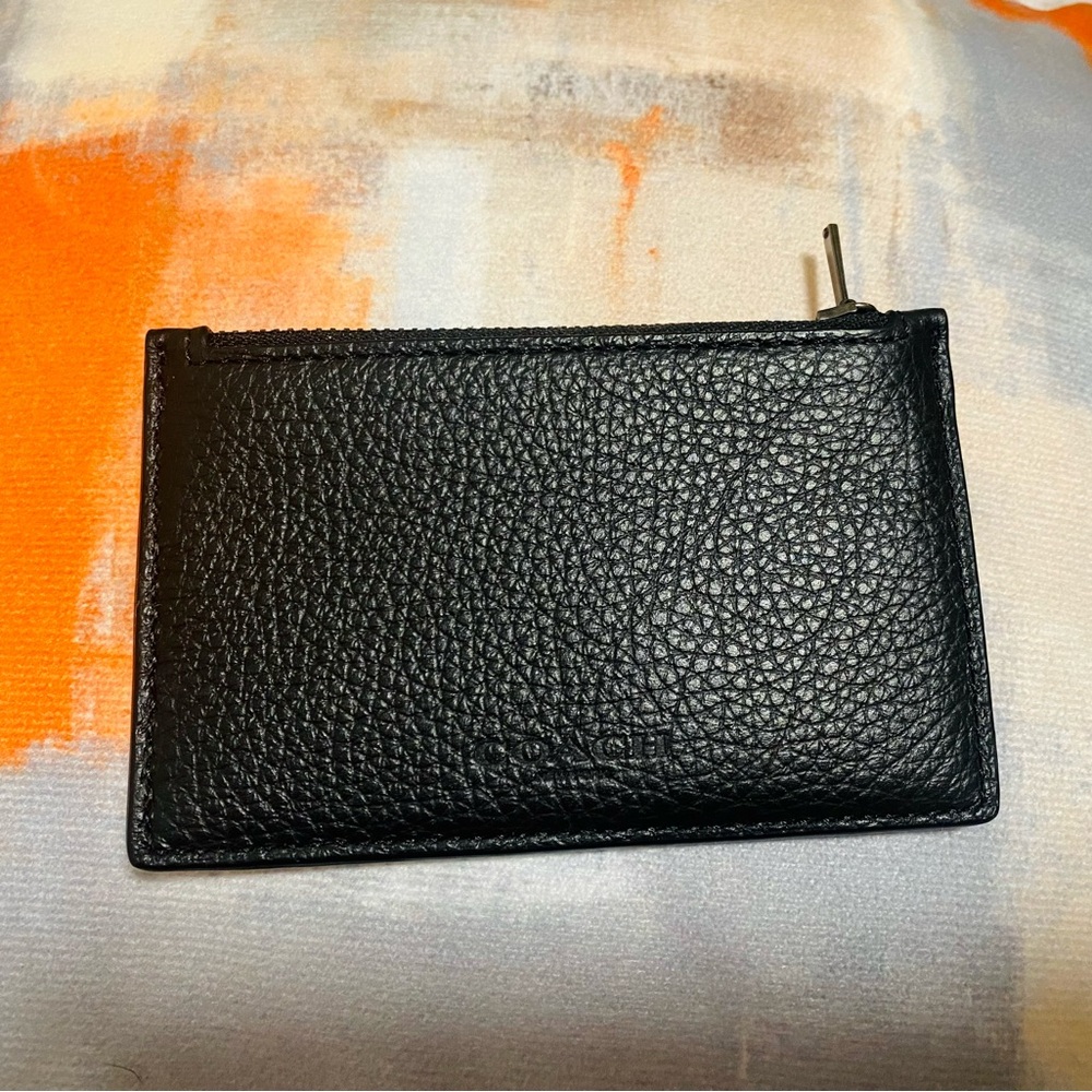 NWOT Coach Zip Card Case/Waller In Leather MSRP $98 Black